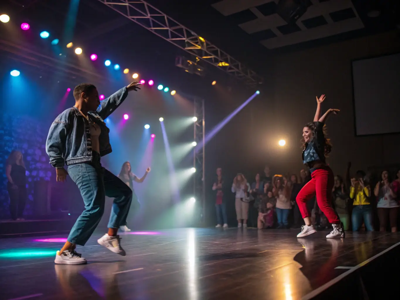 A captivating image of participants engaged in a dance competition, showcasing the excitement and competitive spirit of the event.